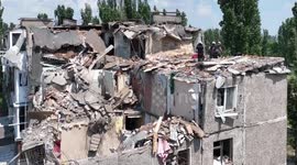 Drone footage shows Russian destroyed apartment complex in Mykolaiv, Ukraine
