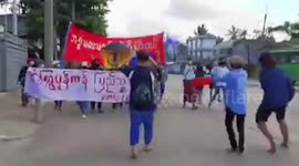 Student activists hold guerilla protest against military rule in Yangon, Myanmar
