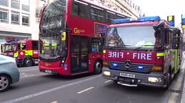 Large number of London Fire Brigade vehicles seen on Piccadilly - London