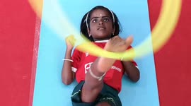 Four-year-old girl hula hoops 160 times with her feet breaking world record