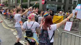 Pride participants tease Christian extremists in London
