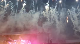 Spectacular fireworks during Calvin Harris concert in Glasgow, Scotland