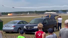 Jet-powered semi-truck bursts into flames leaving driver dead in Michigan, US