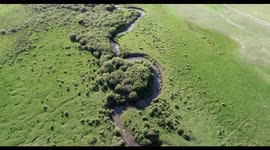 Aerial View Of Grassland Crooked River in Hami, Xinjiang, China
