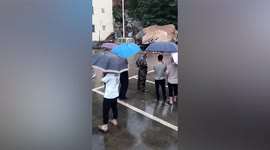 Residents flee as giant 100-tonne rock crashes down mountain in southern China