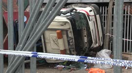 Truck falls off bridge leaving 1 injured in Nottingham, UK