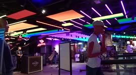 Amazing rainbow lights of Hard Rock Cafe Piccadilly Circus - London