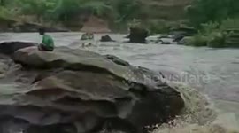 Man gets stranded in middle of river after going for fishing in central India, rescued