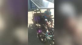 Driver uses homemade solar-powered CAR to save on soaring cost of petrol