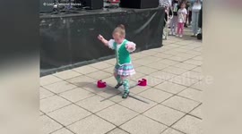 Adorable video shows little girl's determination after falling over during dance performance