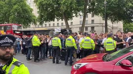 Protesters and crowds shout “liar!” as Boris Johnson announces his resignation