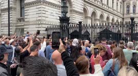 Crowds boo Boris Johnson outside Downing St as he announces his resignation