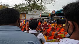 Sri Lankan Buddhist monks protest demanding president's resignation
