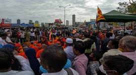 Sri Lankan Buddhist monks protest demanding president's resignation
