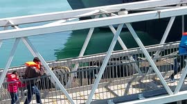 Migrants made up of men, women and children arrive in Dover after being picked up in the English Channel