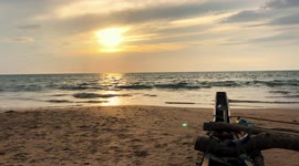 Evening Sea - Evening beach with a boat / Sunset / Beruwala Beach