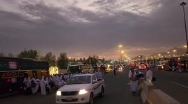 Muslim pilgrims go down from Mount Arafat, also known as Jabal al-Rahma (Mount of Mercy), during the climax of the Hajj pilgrimage southeast of the holy city of Mecca