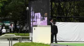 Japanese Prime Minister Shinzo Abe  attends the Peace Memorial Ceremony 2020 at the Peace Memorial Park
