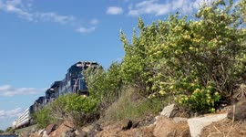 Cargo Train Crossing the Nonesuch River in Maine