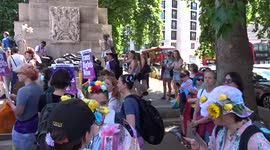 London Trans + Pride 2022 march raising voice for trans rights at Wellington Arch