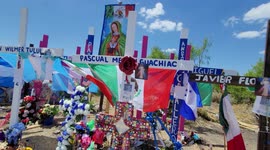 Memorial for the migrants that lost their lives on the 18-wheeler in San Antonio, Texas.