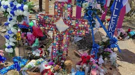 Memorial for the migrants that lost their lives on the 18-wheeler in San Antonio, Texas.