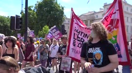 London Trans + Pride 2022 march leaving Wellington Arch