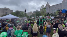 Abortion-rights activists listen to speakers in Franklin Square in Washington DC