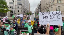 Abortion-rights activists march to the White House in Washington DC
