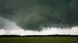 Huge wall cloud on a tornado warned storm near Shantz Alberta