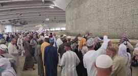 Muslim worshippers cast stones during Hajj pilgrimage ritual