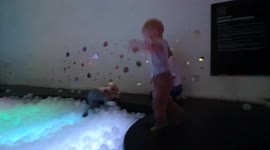 Babygirl fail while jumping to plastic balls swimming - pool