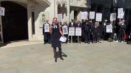 Barristers protest outside UK Supreme Court as strike enters third week
