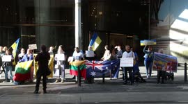 Ukrainians and supporters protest at Atlassian office