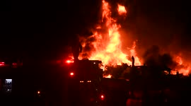 Dramatic scrap yard fire Strong Mount Carmel Township Pennsylvania