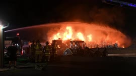 Dramatic scrap yard fire Strong Mount Carmel Township Pennsylvania