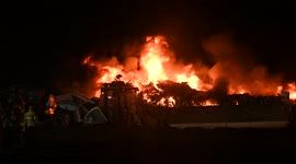 Dramatic scrap yard fire Strong Mount Carmel Township Pennsylvania