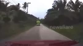 Terrifying moment school bus is forced off the road and crashes injuring 52 passengers