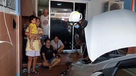 Pregnant stray rescued after her belly was stuck in car's engine