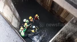 Motorcycle rider rescued after falling into 25ft deep pit in Thailand