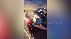 Tourist, 17, with leg stuck in rocks on raging river during storm is rescued