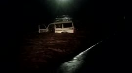 Water washes away car after rising over culvert in central India