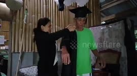 Heartwarming moment pensioner, 91, finally graduates from senior high school