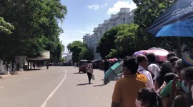 People continue to flock Presidential Palace in western Sri Lanka amidst prevailing economic crisis