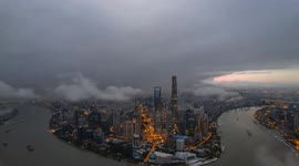 Time-lapse Footage Of Lujiazui Business District Sunrise In Shanghai, China