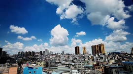 Time-lapse Footage Of Urban Buildings Under Blue Sky In Nanning, China