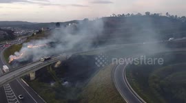 Fire in the access to Rodoanel in São Paulo, Brazil