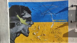 Ukraine war: pro-ukraine frescos vandalized with the russian army Z letter. Paris,France. 16 july 2022