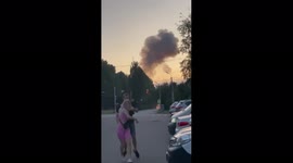 Moment Russian rocket hits Dnipro, Ukraine: people run away