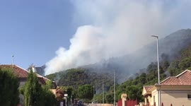 Spanish firefighters battle with Malaga wildfires